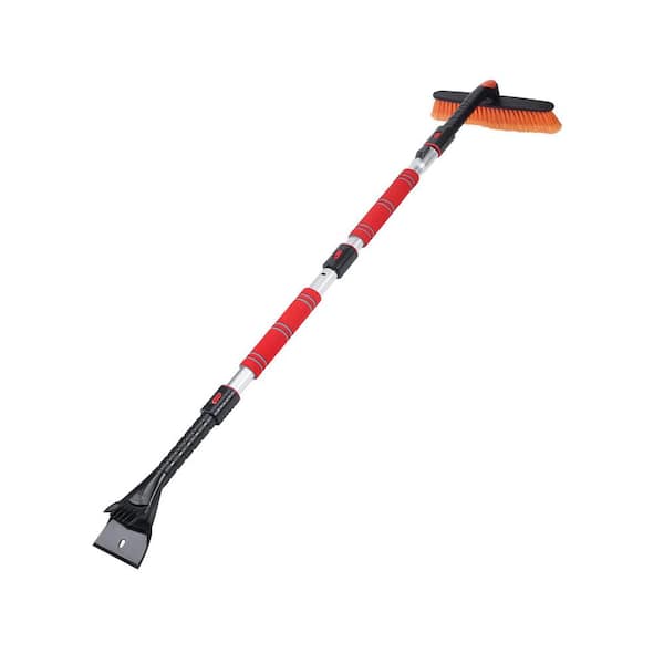 Car SUV Snow Removal Brush Ice Scraper Extendable 360° Pivoting Head Comfortable Foam Grip Essential Winter Tool
