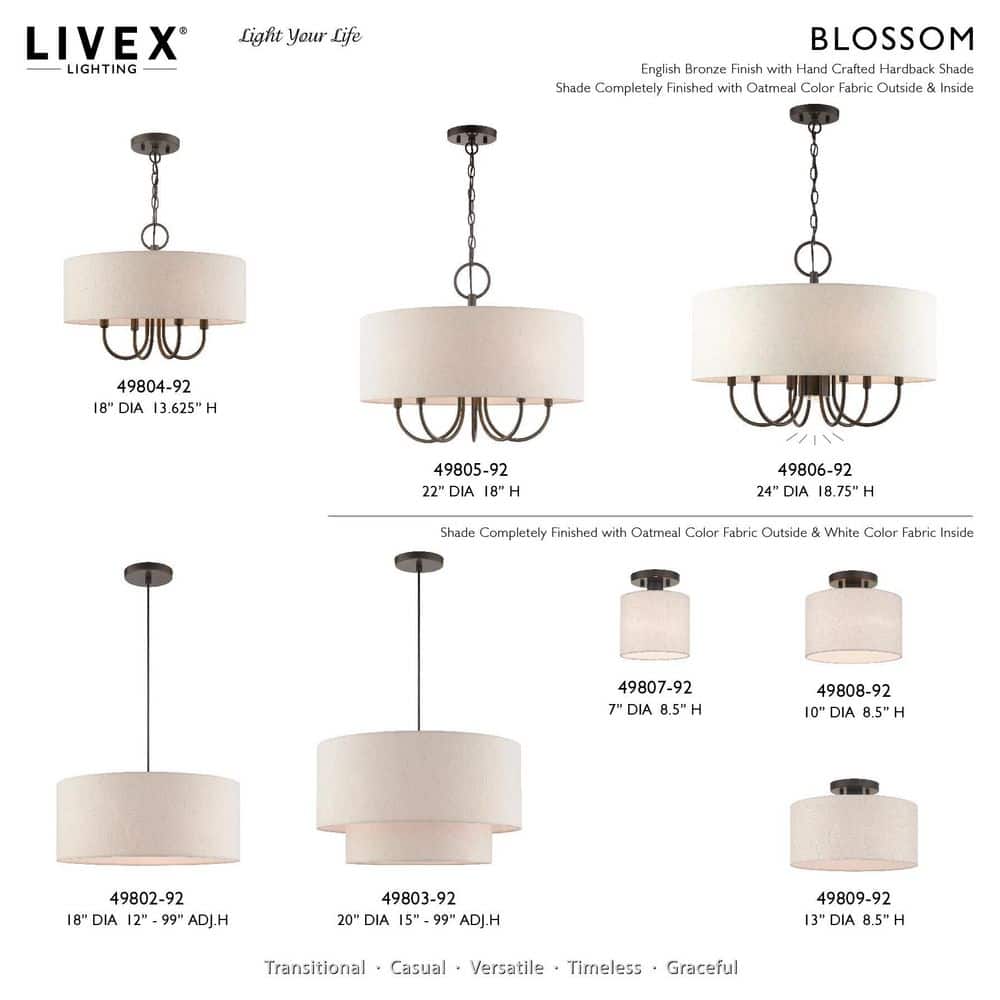 Meadow English Bronze LED Semi-Flush Drum Light