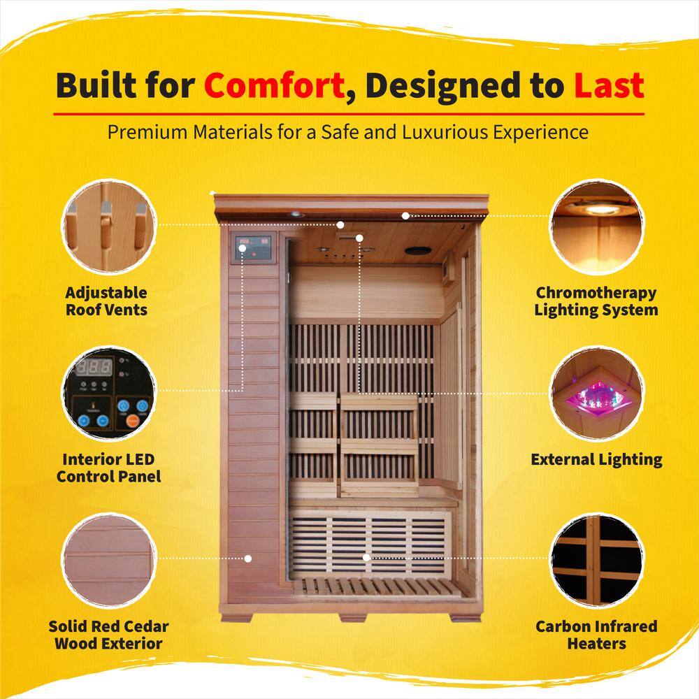 Sierra 2-Person Cedar FAR Infrared Sauna with Bluetooth