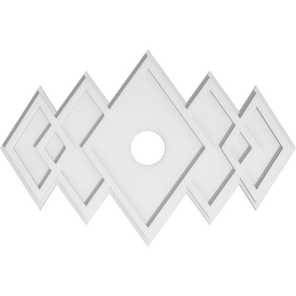Ekena Millwork 34 in. W x 22-5/8 in. H x 4 in. ID x 1 in. P Zoe Architectural Grade PVC Contemporary Ceiling Medallion