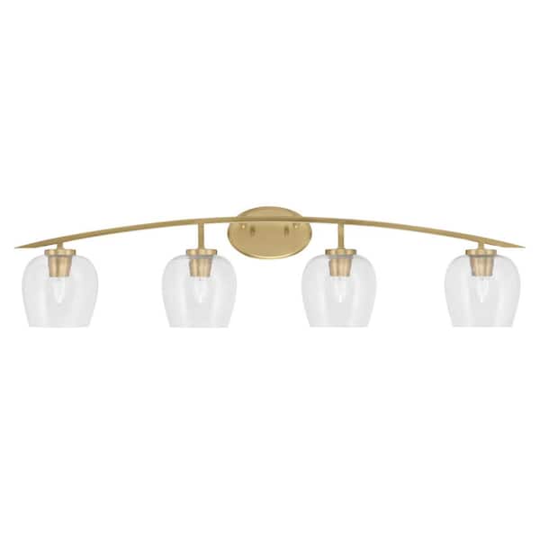 Unbranded Siena 40 in. 4-Light Vanity Light New Age Brass with Clear Bubble Glass Shades