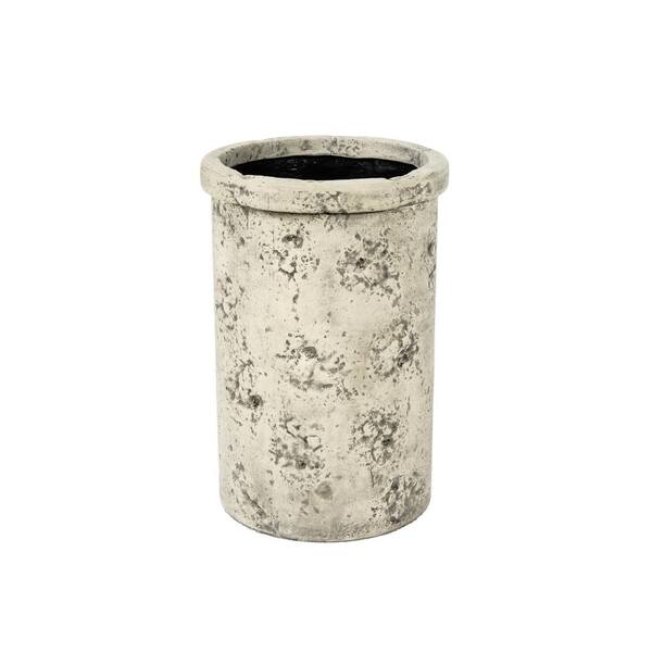 MPG 12.25 in. D Cement Composite Tall Round Med Rough Cement Pot with Lip