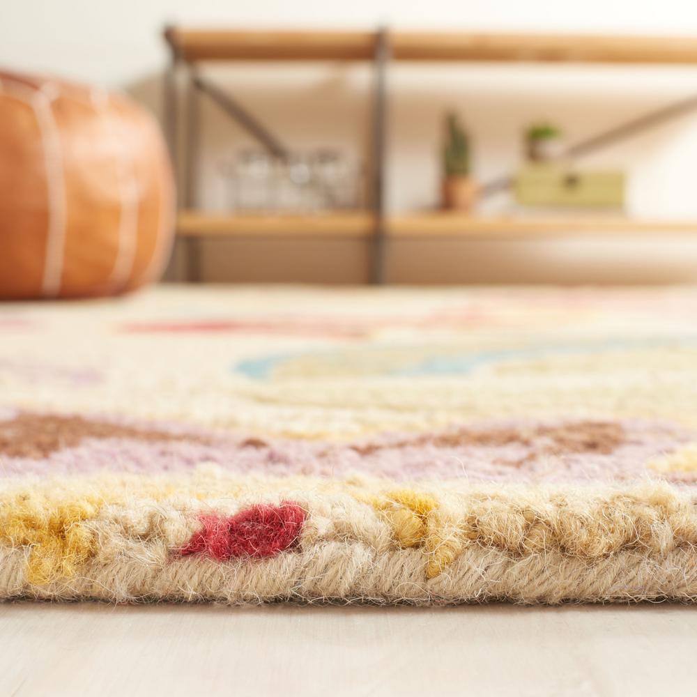 Handmade Red Floral Wool Tufted Rectangular Area Rug