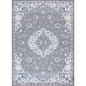Madison Collection Royal Medallion Gray 3 ft. x 4 ft. Area Rug
