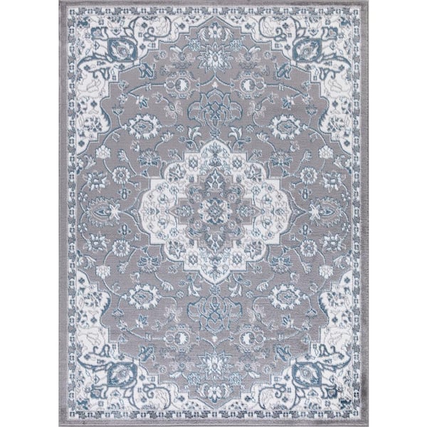 Madison Collection Royal Medallion Gray 7 ft. x 9 ft. Area Rug