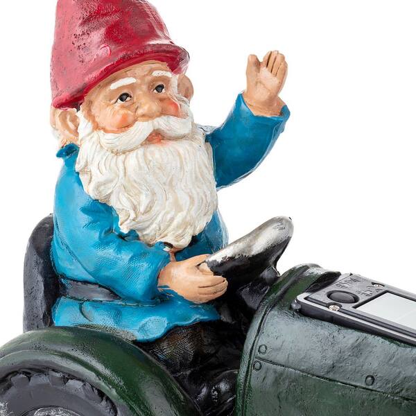 Alpine Corporation 10 in. Tall Outdoor Garden Gnome Riding Green