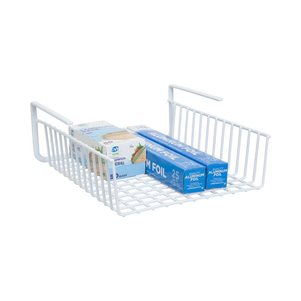 White Metal Under Cabinet Slide-Out Organizer Shelf