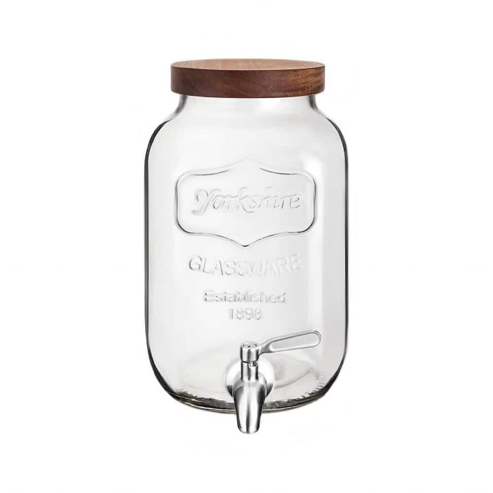 1 Gal. Glass Drink Dispenser for Parties, Beverage Dispenser with Stainless Steel Spigot, Ideal for Lemonade
