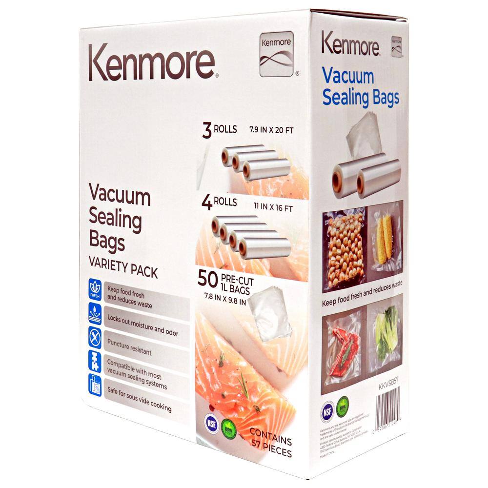 Kenmore Heavy Duty Clear Vacuum Sealer Bags and Rolls Variety Pack