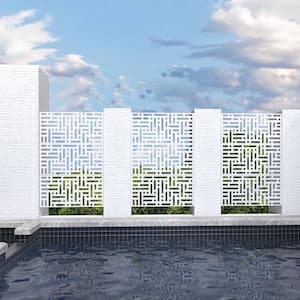 75 x 48 in. White Modern Garden Screen Privacy Screen with Rectangle Patterns Wall Decal