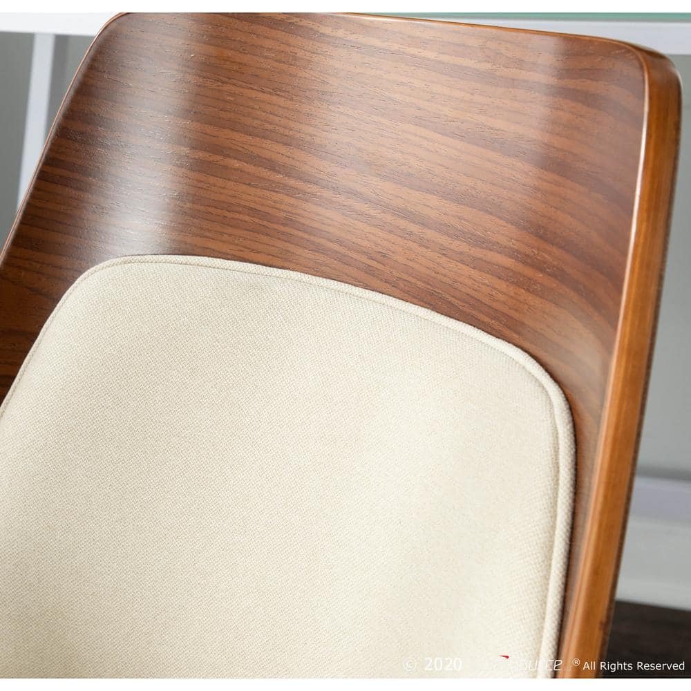Scandinavian Walnut and Cream Upholstered Side Chair