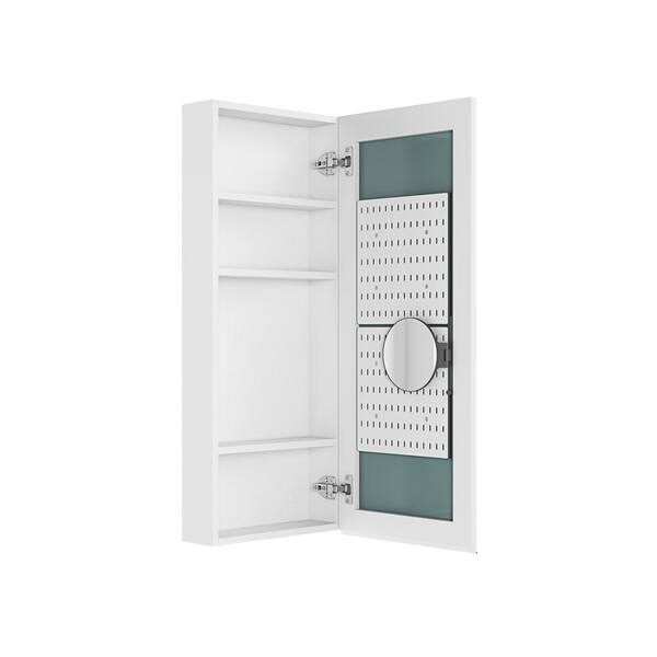 Amucolo 15 in. W x 36 in. H Silver Rectangular Single-Door Recessed or Surface Mount Wall Bathroom Medicine Cabinet with Mirror