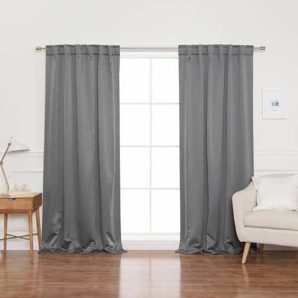 Best Home Fashion Grey Back Tab Blackout Curtain - 52 in. W x 84 in. L (Set of 2)