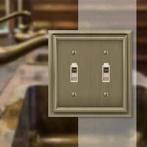 Continental 2 Gang Toggle Metal Wall Plate - Brushed Brass