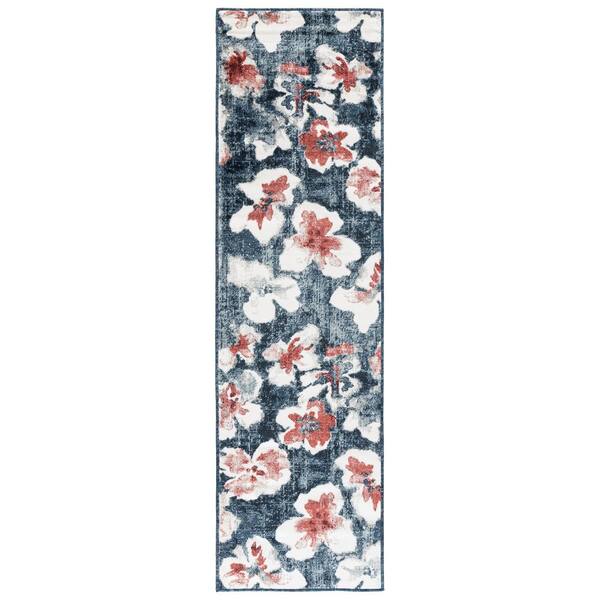 Utopia 2 x 8 Blue/Pink Floral Runner Rug