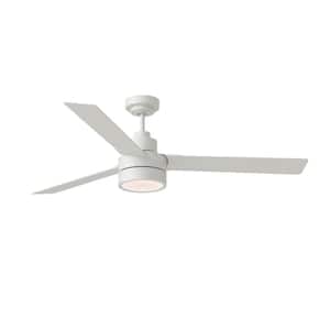 Jovie 58 in. Modern Indoor/Outdoor Matte White Ceiling Fan with White Blades and Integrated LED Light Kit