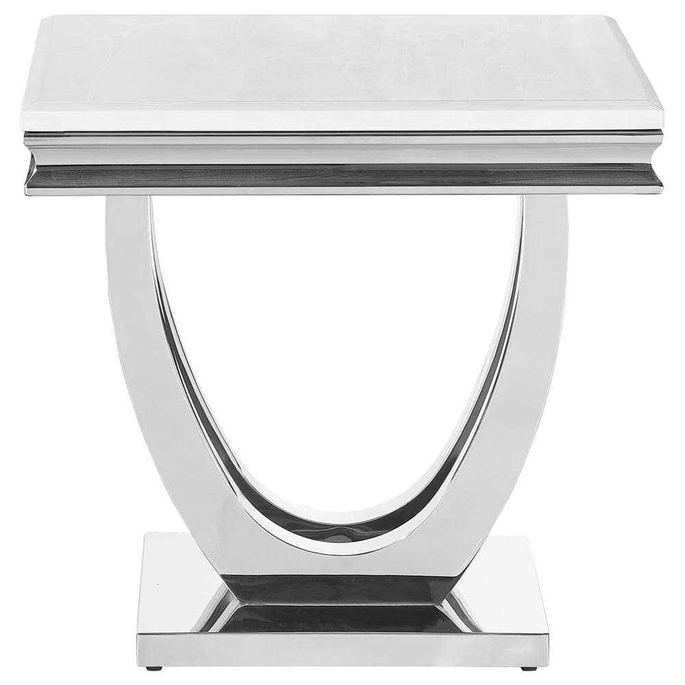 White and Chrome Rectangular Modern End Table