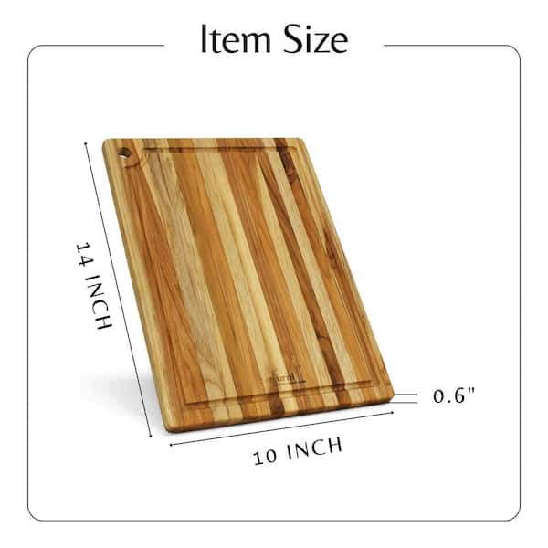 Tatayosi 1-Piece Teak Cutting Board Reversible Chopping Serving Board, Small  Size 14 in. x 10 in. x 0.6 in. J-H-W68567172 - The Home Depot
