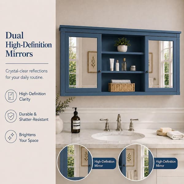 niveal Opal 55 in. W x 28.7 in. H Rectangular MDF Surface Mount