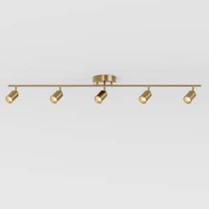 Shura 5-Light Brushed Brass Integrated LED Track Light with Rotatable Heads, 4 ft. Track Lighting Kit, 3000k, 2450 Lumen