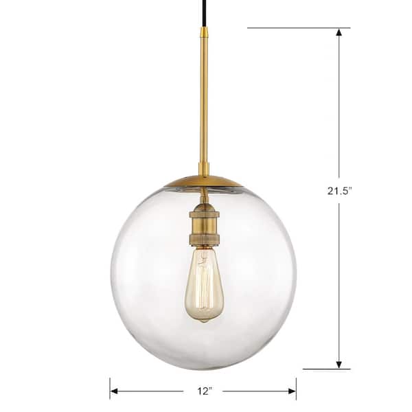Decorators Collection 12 1-Light Aged Brass Globe Pendant Vintage Bulbs Included HD-1612AGB - The Home Depot