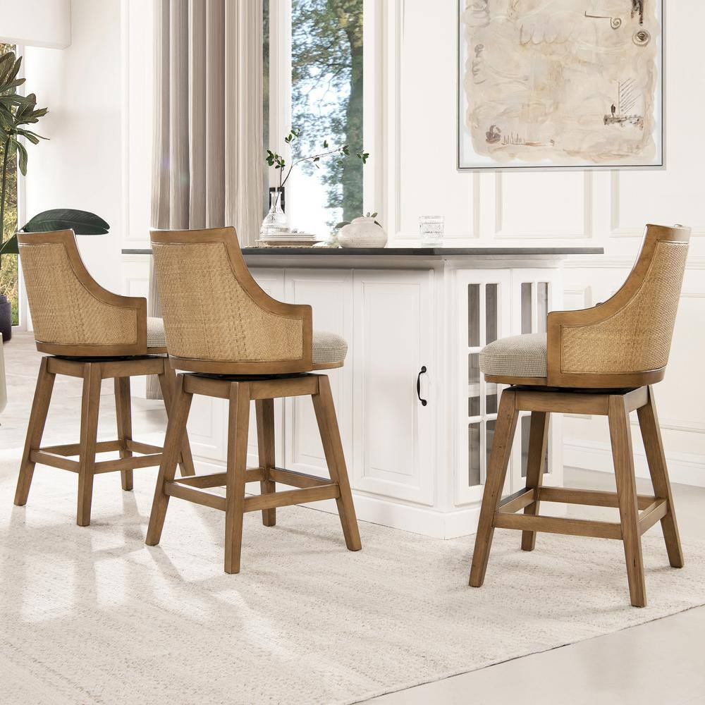 Bahama 26" Brown Wood and Acrylic Swivel Counter Stool