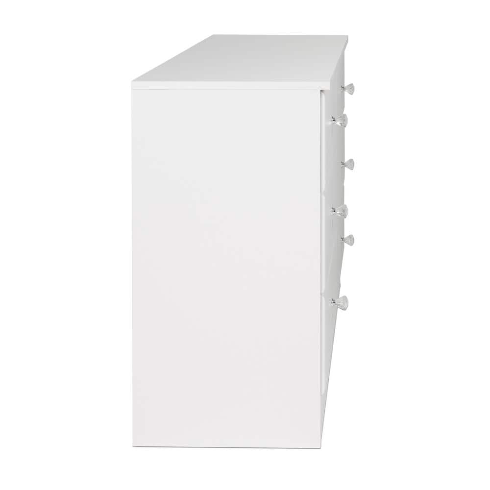 Crystal White Double Dresser with Extra Deep Drawers and Roller Glides