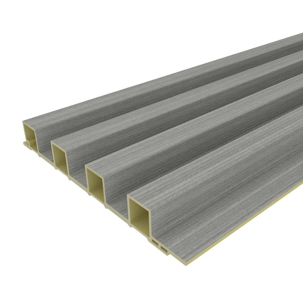 Walls 7/8 in. x 6-11/16 in. x 8 ft. Tall Raised Silver Fox Gray Square Edge Recycled PVC Wall Paneling (8-Pack)