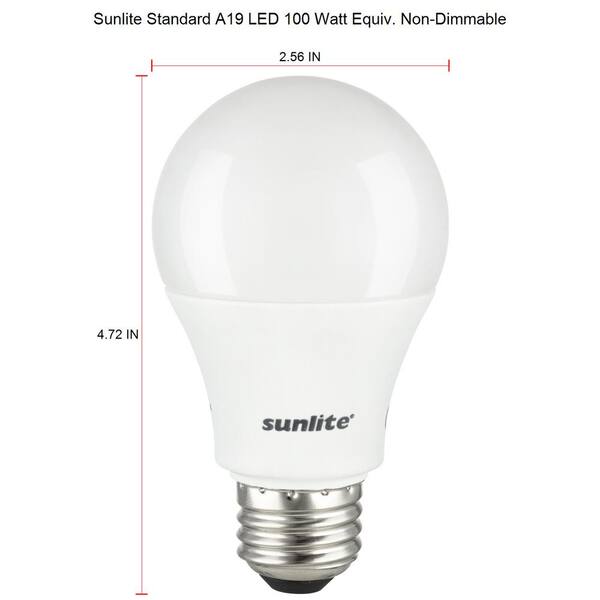 Sunlite 100 Watt Equivalent A19 Non Dimmable Ul Listed Bright 1500 Lumens E26 Base Led Light Bulb In Daylight 6500k 12 Pack Hd 4 The Home Depot