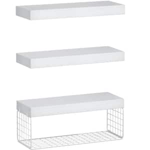 15.7 in. W x 6.7 in. D White Bathroom Shelves Over Toilet Floating, Set of 2 Decorative Wall Shelf