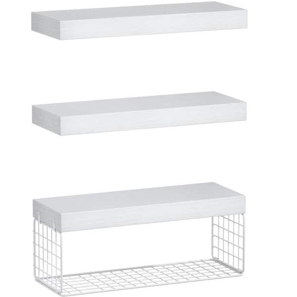 Unbranded 15.7 in. W x 6.7 in. D White Bathroom Shelves Over Toilet Floating, Set of 2 Decorative Wall Shelf