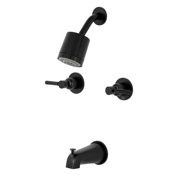 Kingston Brass Concord 2-Handle 2-Spray Tub and Shower Faucet in Matte Black (Valve Included)