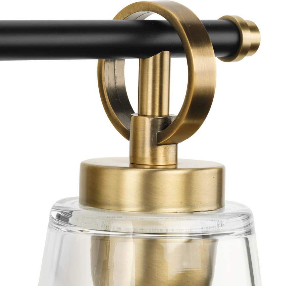 Cassell 14.5" Matte Black and Brushed Nickel Vanity Light with Clear Glass Shades