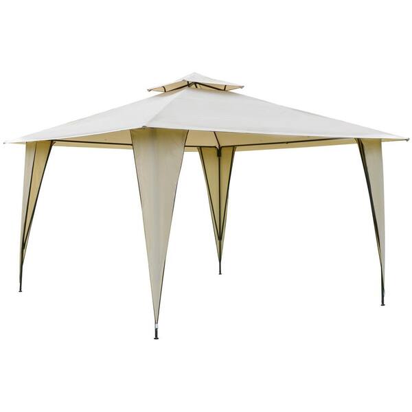Otryad 11 ft. x 11 ft. Outdoor Canopy Tent Party Gazebo with Double-Tier Roof, Steel Frame, Included Ground Stakes