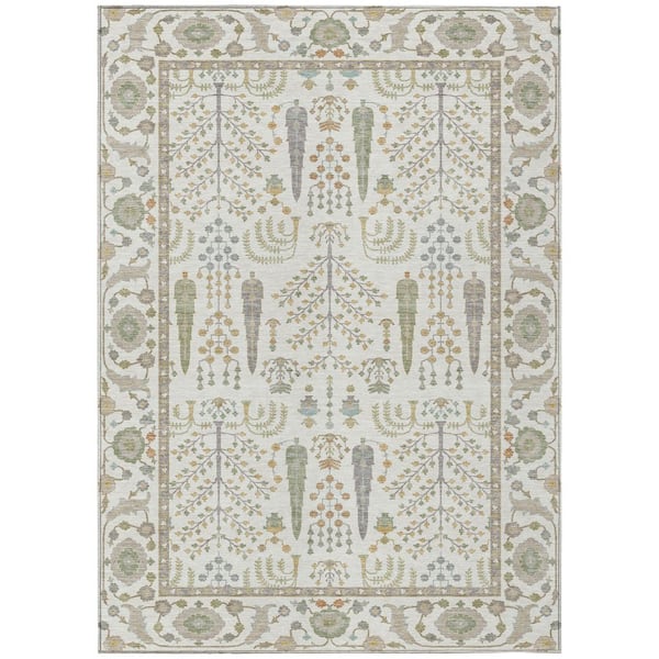 Chantille Machine Washable Indoor/Outdoor Abstract ACN2819 Ivory 5 ft. x 7 ft. 6 in. Area Rug