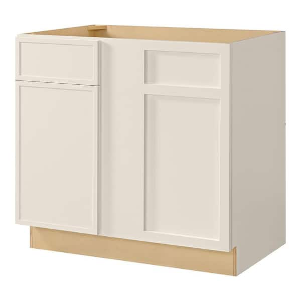 Leyton 36 in. Wx 24 in. Dx34.5 in. H Ready to Assemble Plywood Slim Shaker Corner Blind Kitchen Cabinet in Antique White