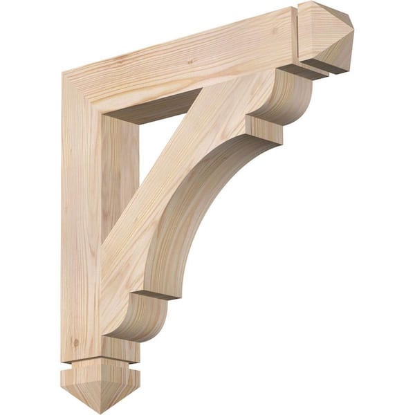 Ekena Millwork 3.5 in. x 22 in. x 22 in. Douglas Fir Olympic Arts and Crafts Smooth Bracket