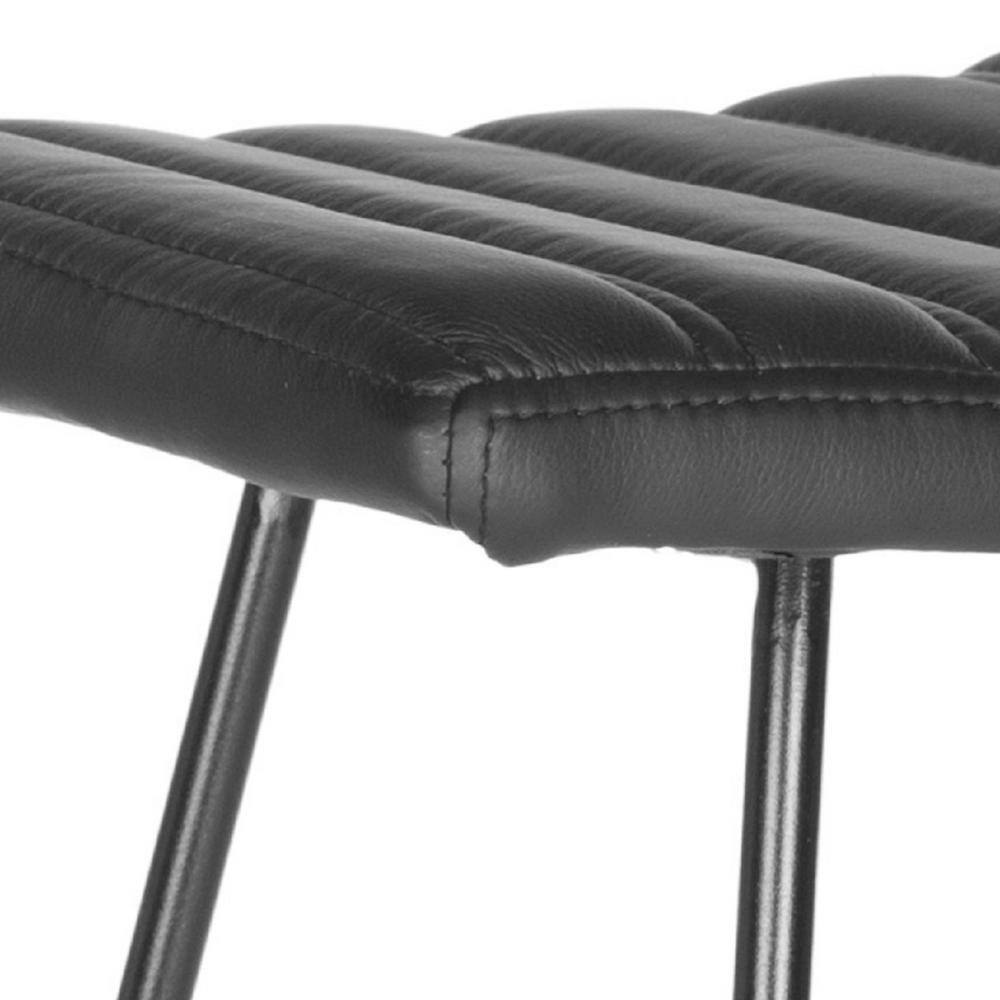 Akito Black Faux Leather and Metal Backless Counter Stools, Set of 2