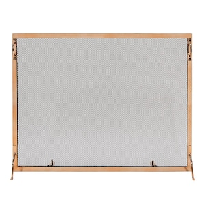 38 in. L Polished Brass 1-Panel Montreal Modern Flat Fireplace Screen
