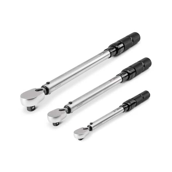 1/4,3/8,1/2 Inch Drive Dual-Direction Micrometer Torque Wrench Set, 3-Piece (20-200 in-lb, 10-100 ft-lb, 40-200 ft-lb)