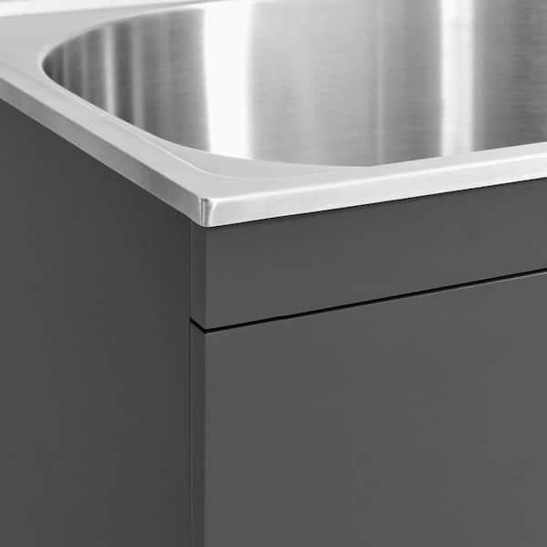 Glacier Bay All-in 1-Stainless Steel 24.1 in. x 21.3 in. Particle Board  Drop-In Laundry Sink with Faucet and White Storage Cabinet LT2421A1 - The  Home Depot