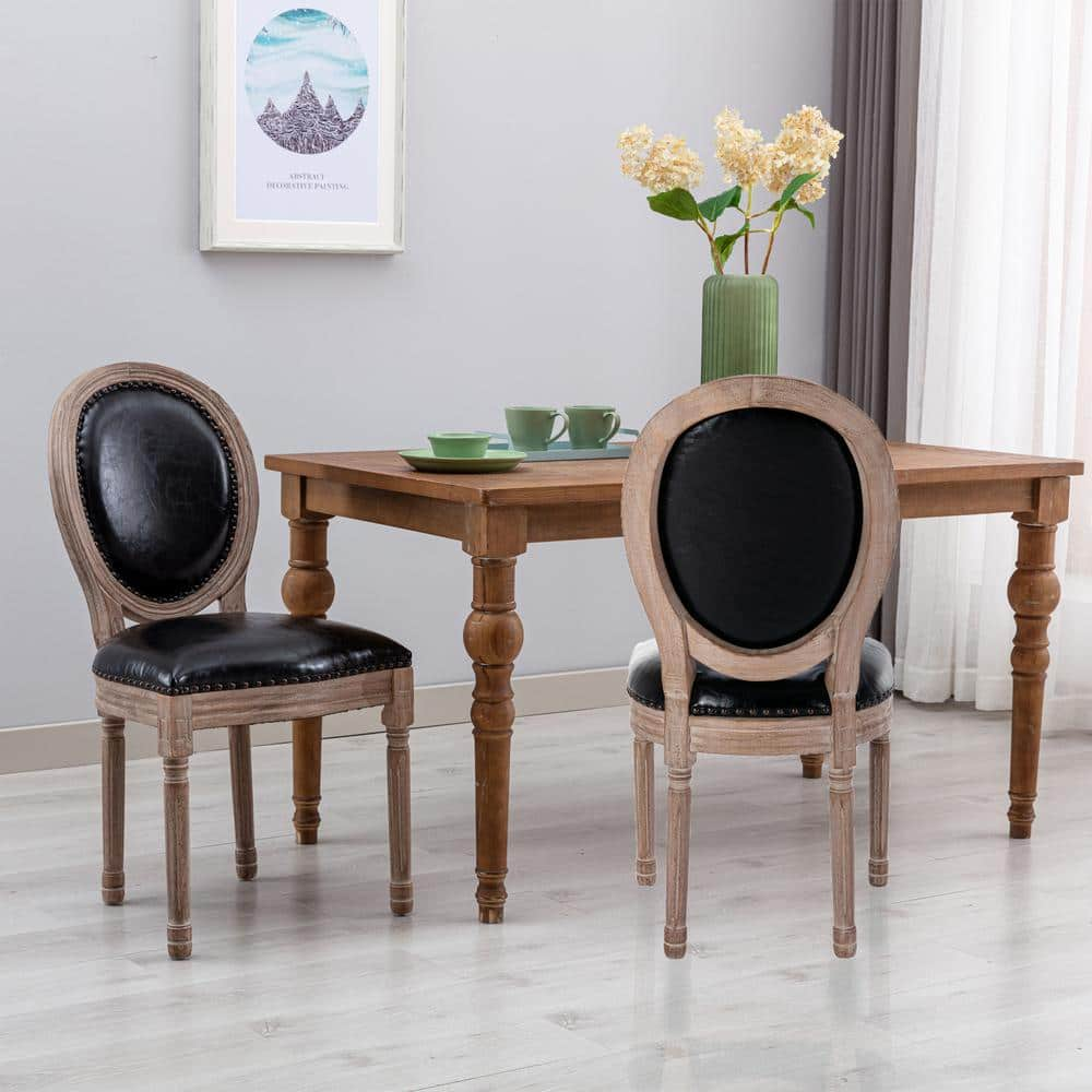 GOJANE Black and Gold Leatherette Dining Chair with Oval Backrest