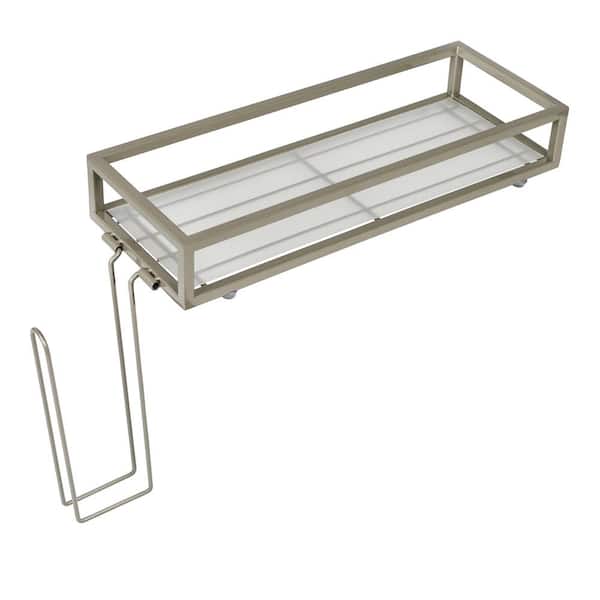Honey-Can-Do 6 in. W Space Saving Toilet Tank Storage Tray in Nickel