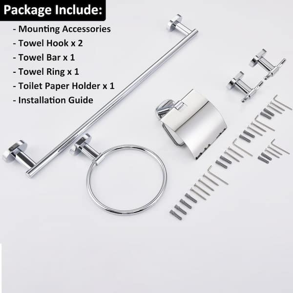 Buito 5-Piece Bath Hardware Set Included Towel Bar, Towel Ring, Toilet