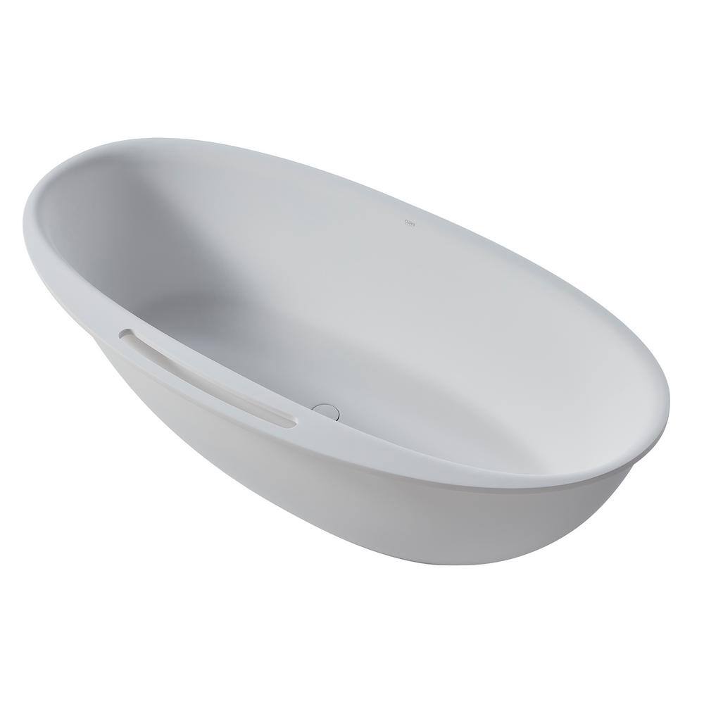 65'' White Fiberglass Freestanding Soaking Bathtub