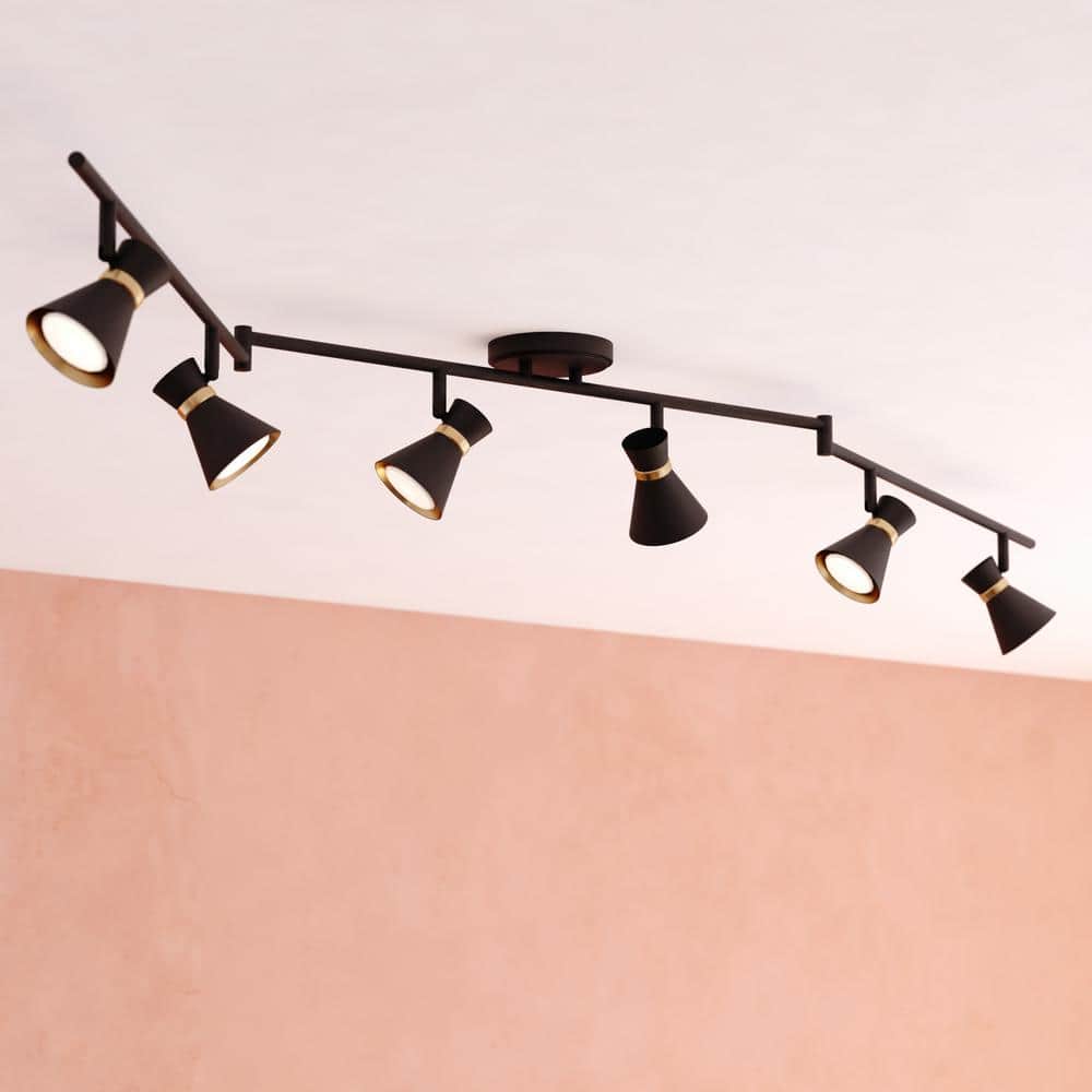 Alto 82" Matte Black and Brass LED Indoor/Outdoor Track Light
