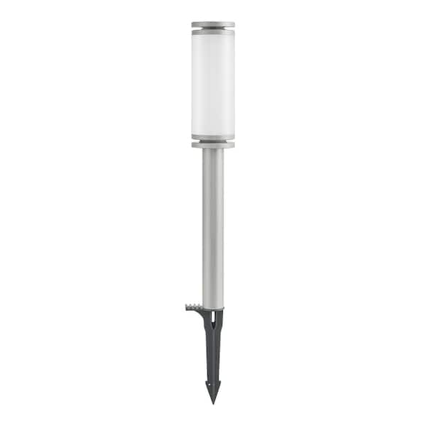 Hampton Bay 100 Lumen Low Voltage Silver Integrated LED Outdoor Landscape Bollard Light