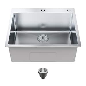 Kitchen Sink 304-Stainless Steel Drop-In Sinks 25 in. Top Mount Single Bowl Basin with Accessories (Pack of 2)