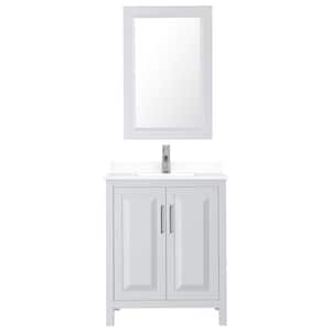 Daria 30 in. W x 22 in. D Single Vanity in White with Cultured Marble Vanity Top in White with Basin and Mirror