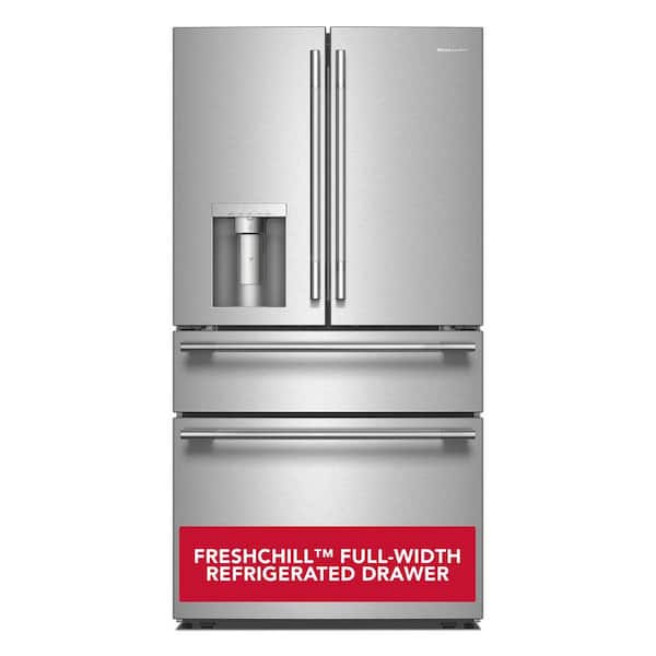 36 in. 29 cu. ft. Standard Depth French Door Refrigerator in PrintShield Stainless with FreshChill Full-Width Drawer